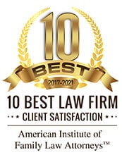 American Institute of Family Law Attorneys 10 Best Law Firm Client Satisfaction 2017-2021